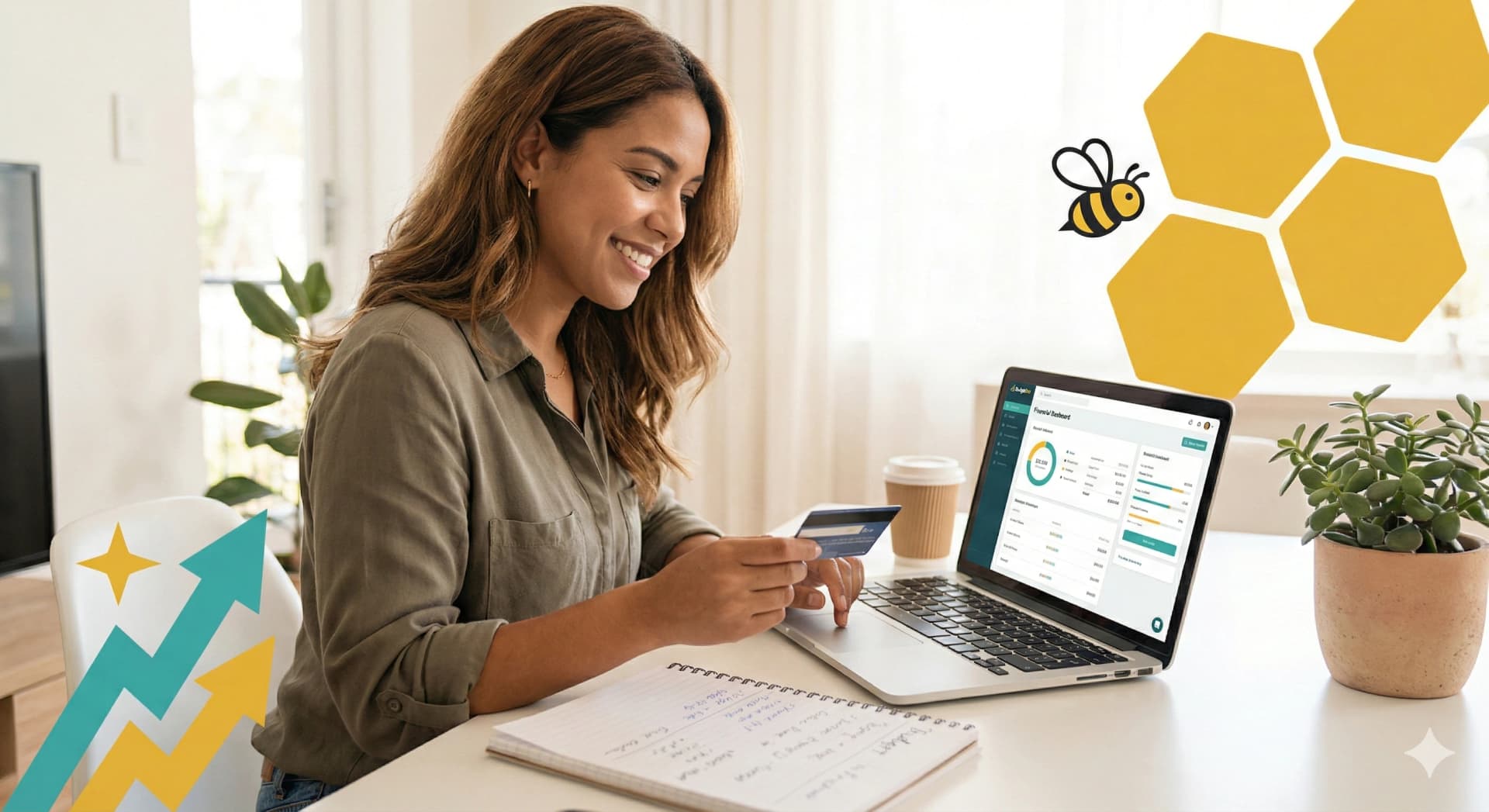 Person analyzing receipts and tracking expenses on a laptop