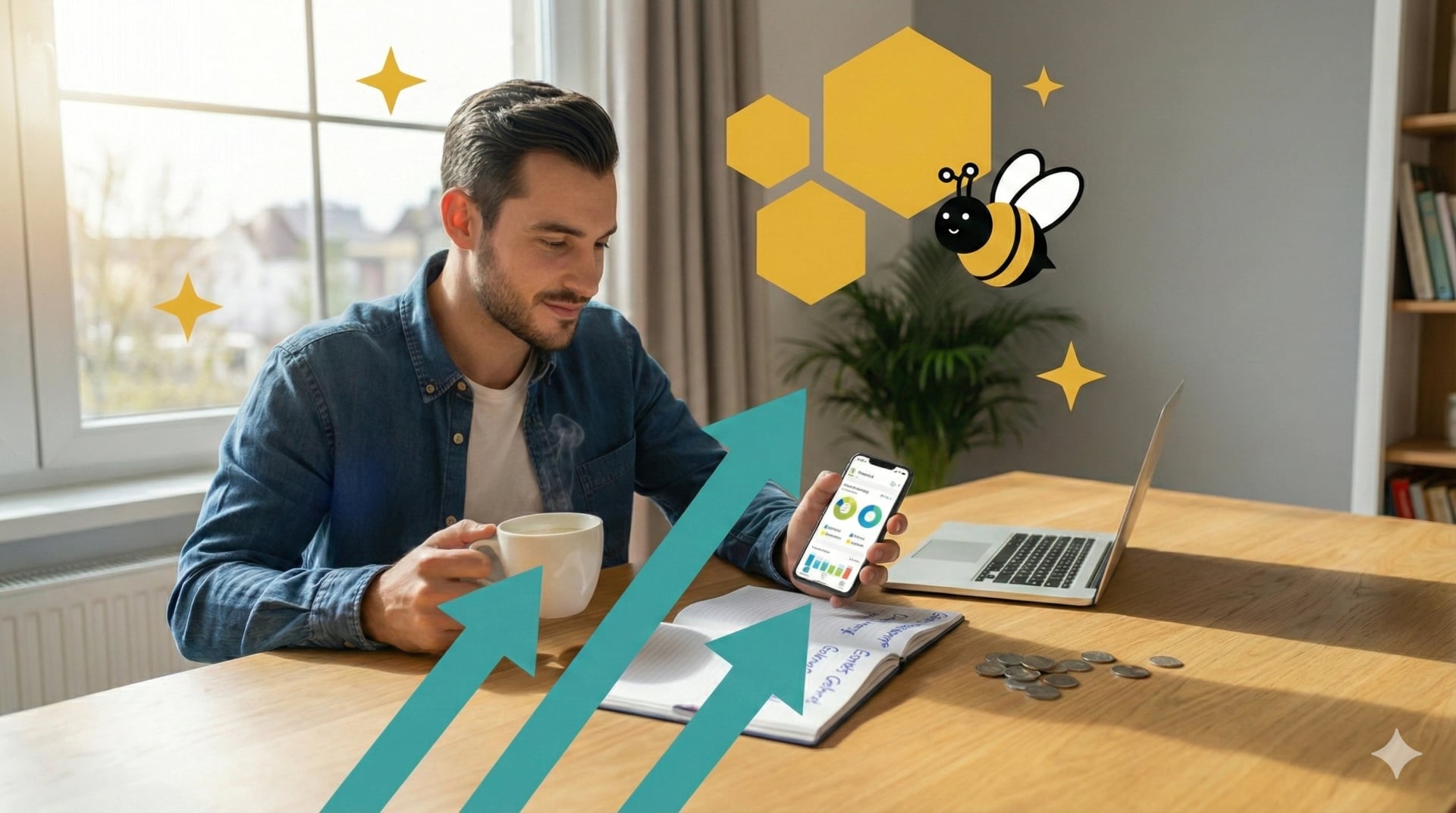 Person reviewing expenses and tracking where money goes with personal finance tools