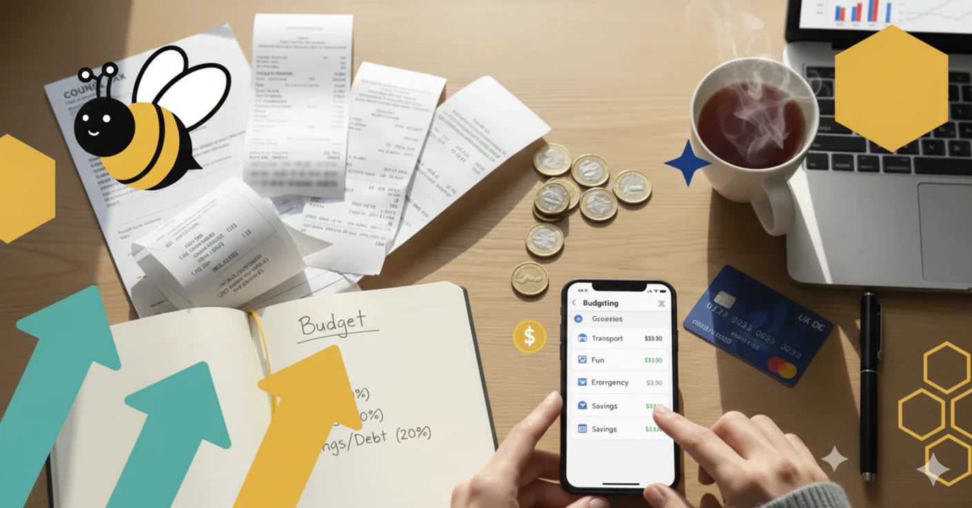 Modern personal finance budgeting in the US with simple pots and apps